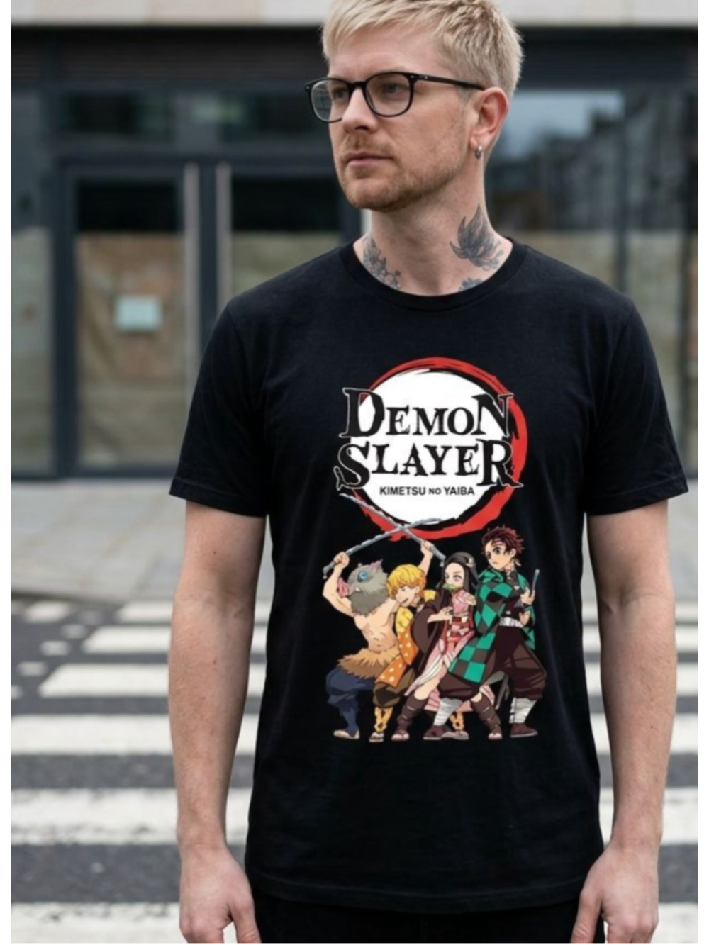 Limited Edition Demon Slayer Black Short Sleeve Tee Large Streetwear Graphic